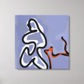 Figuur met Feline: Abstract Blauw, Sinaasappel, B Canvas Afdruk (Voorkant)