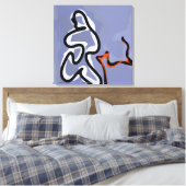 Figuur met Feline: Abstract Blauw, Sinaasappel, B Canvas Afdruk (Insitu (Slaapkamer))