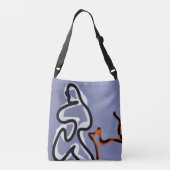 Figuur met Feline: Abstract Blauw, Sinaasappel, B Crossbody Tas (Achterkant)