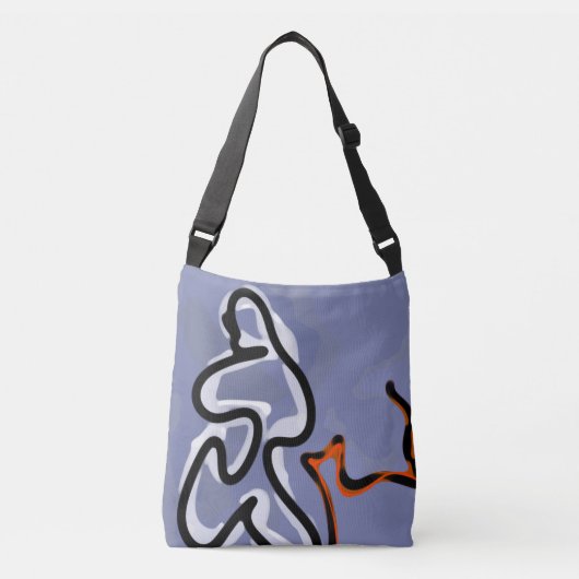 Figuur met Feline: Abstract Blauw, Sinaasappel, B Crossbody Tas (Voorkant)
