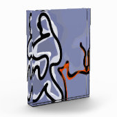 Figuur met Feline: Abstract Blauw, Sinaasappel, B Fotoblokken (Links)