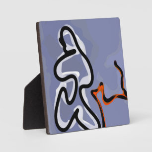 Figuur met Feline: Abstract Blauw, Sinaasappel, B  Fotoplaat