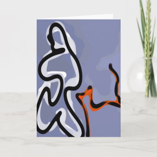 Figuur met Feline: Abstract Blauw, Sinaasappel, B Kaart (Voorkant)