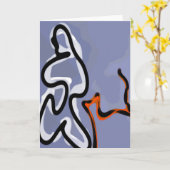 Figuur met Feline: Abstract Blauw, Sinaasappel, B Kaart (Gele Bloem)