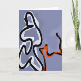 Figuur met Feline: Abstract Blauw, Sinaasappel, B Kaart