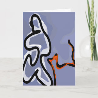 Figuur met Feline: Abstract Blauw, Sinaasappel, B Kaart