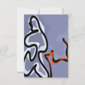 Figuur met Feline: Abstract Blauw, Sinaasappel, B Kaart (Voorkant)