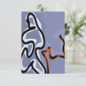 Figuur met Feline: Abstract Blauw, Sinaasappel, B Kaart (Staand voorkant)