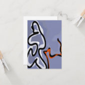 Figuur met Feline: Abstract Blauw, Sinaasappel, B Kaart (Voorkant / Achterkant in situ)