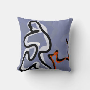 Figuur met Feline: Abstract Blauw, Sinaasappel, B Kussen