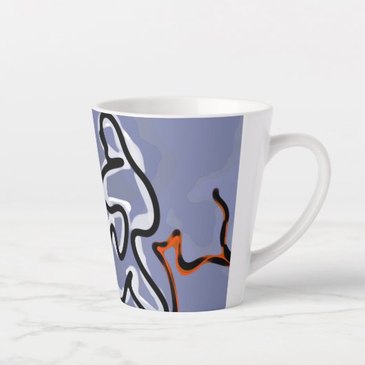 Figuur met Feline: Abstract Blauw, Sinaasappel, B Latte Mok (Rechts)