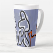 Figuur met Feline: Abstract Blauw, Sinaasappel, B Latte Mok (Rechterhoek)