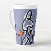 Figuur met Feline: Abstract Blauw, Sinaasappel, B  Latte Mok (Linkerhoek)