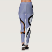 Figuur met Feline: Abstract Blauw, Sinaasappel, B Leggings (Achterkant)