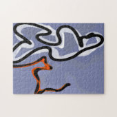 Figuur met Feline: Abstract Blauw, Sinaasappel, B Legpuzzel (Horizontaal)