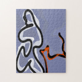 Figuur met Feline: Abstract Blauw, Sinaasappel, B  Legpuzzel