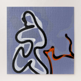 Figuur met Feline: Abstract Blauw, Sinaasappel, B  Legpuzzel