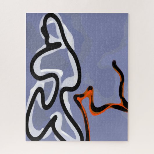Figuur met Feline: Abstract Blauw, Sinaasappel, B  Legpuzzel (Verticaal)