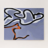Figuur met Feline: Abstract Blauw, Sinaasappel, B  Legpuzzel (Horizontaal)
