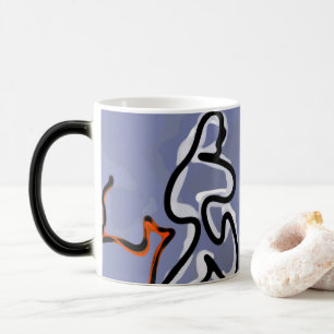 Figuur met Feline: Abstract Blauw, Sinaasappel, B Magische Mok