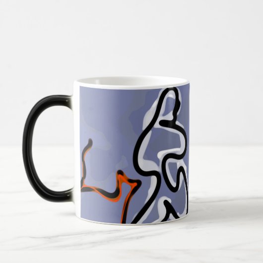 Figuur met Feline: Abstract Blauw, Sinaasappel, B Magische Mok (Links)