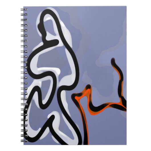 Figuur met Feline: Abstract Blauw, Sinaasappel, B Notitieboek (Voorkant)
