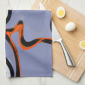 Figuur met Feline: Abstract Blauw, Sinaasappel, B  Theedoek (Quarter Fold)