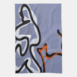 Figuur met Feline: Abstract Blauw, Sinaasappel, B Theedoek