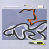 Figuur met Feline: Abstract Blauw, Sinaasappel, B Tissuepapier (Craft)