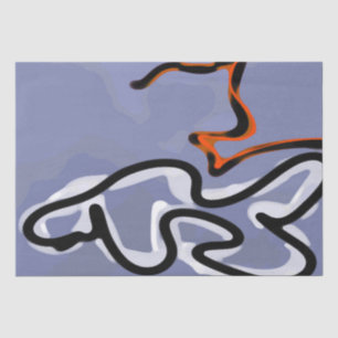 Figuur met Feline: Abstract Blauw, Sinaasappel, B  Tissuepapier