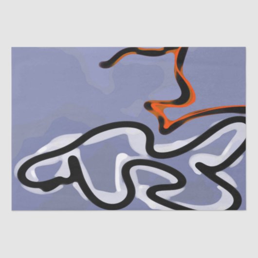 Figuur met Feline: Abstract Blauw, Sinaasappel, B Tissuepapier (Voorkant)