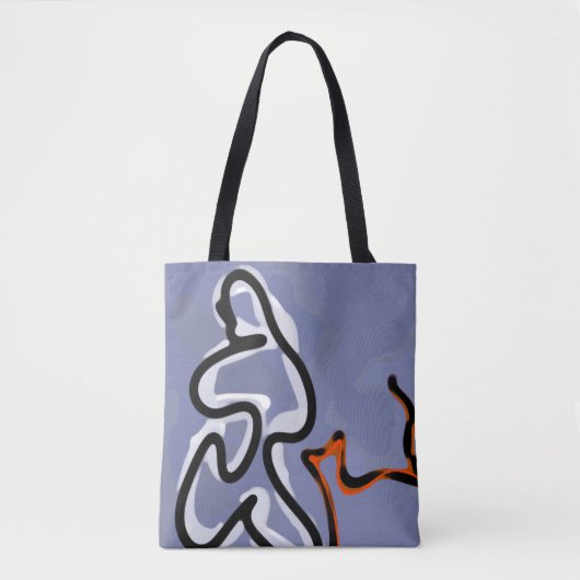 Figuur met Feline: Abstract Blauw, Sinaasappel, B  Tote Bag (Voorkant)