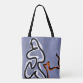 Figuur met Feline: Abstract Blauw, Sinaasappel, B  Tote Bag (Achterkant)