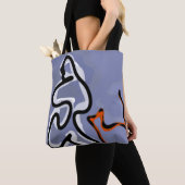 Figuur met Feline: Abstract Blauw, Sinaasappel, B  Tote Bag (Dichtbij)