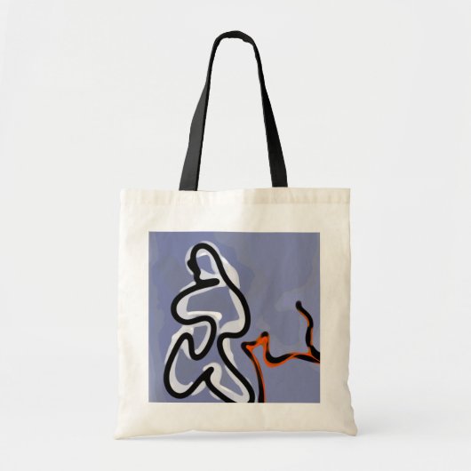 Figuur met Feline: Abstract Blauw, Sinaasappel, B  Tote Bag (Voorkant)