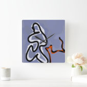 Figuur met Feline: Abstract Blauw, Sinaasappel, B Vierkante Klok (Huis)