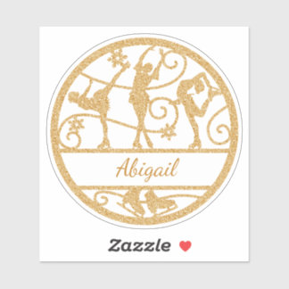 Figuur Schaatsen Aangepaste naam Vynil Sticker