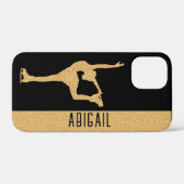 "Figuur Schaatsen" gouden glitter aangepaste naam Case-Mate iPhone Case (Achterkant (horizontaal))