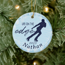 Figuur Schaatsen Mannen Aangepaste Naam Foto Keramisch Ornament
