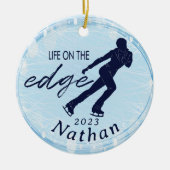 Figuur Schaatsen Mannen Aangepaste Naam Foto Keramisch Ornament (Voorkant)