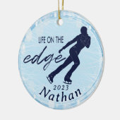 Figuur Schaatsen Mannen Aangepaste Naam Foto Keramisch Ornament (Links)