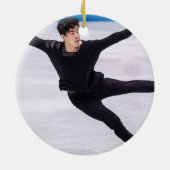 Figuur Schaatsen Mannen Aangepaste Naam Foto Keramisch Ornament (Achterkant)