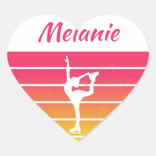 Figuur Schaatsen Meisje aanpassen naam Hart Sticker