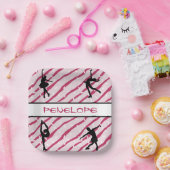 Figuur Schaatsen Meisje Pepermunt Sprinkle Pink Papieren Bordje (Feest)