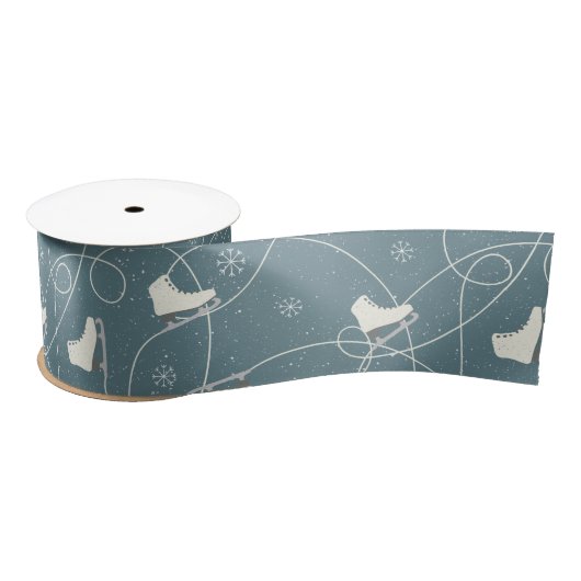 Figuur Schaatsen schaatsen op jeneverblauw Satijnen Lint (Spoel)
