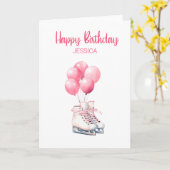 Figuur Schaatsen Verjaardag Kaart Ballonnen (Gele Bloem)