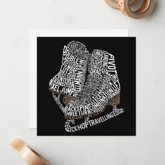 Figuur Schaatsen Woord Kunst Schaatsen Notitiekaartje (Voorkant / Achterkant in situ)