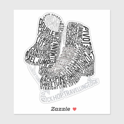 Figuur Schaatsen Woord Kunst Schaatsen Sticker (Vel)