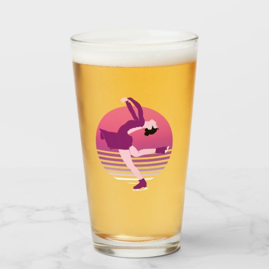 Figuur schaatsmeisje - kunst van ijsdansen glas (Voorkant gevuld)