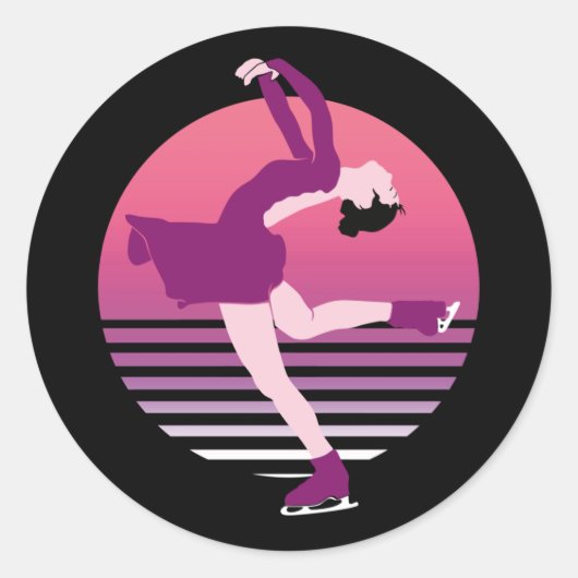Figuur schaatsmeisje - kunst van ijsdansen ronde sticker (Voorkant)